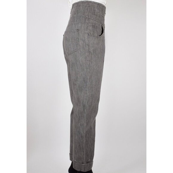 Chanel 10P jeans 42 US 10 gray high waist 3 button gray distressed 2010 - Picture 8 of 16